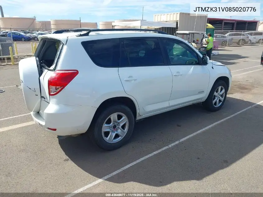 JTMZK31V085020776 2008 Toyota Rav4 Limited V6