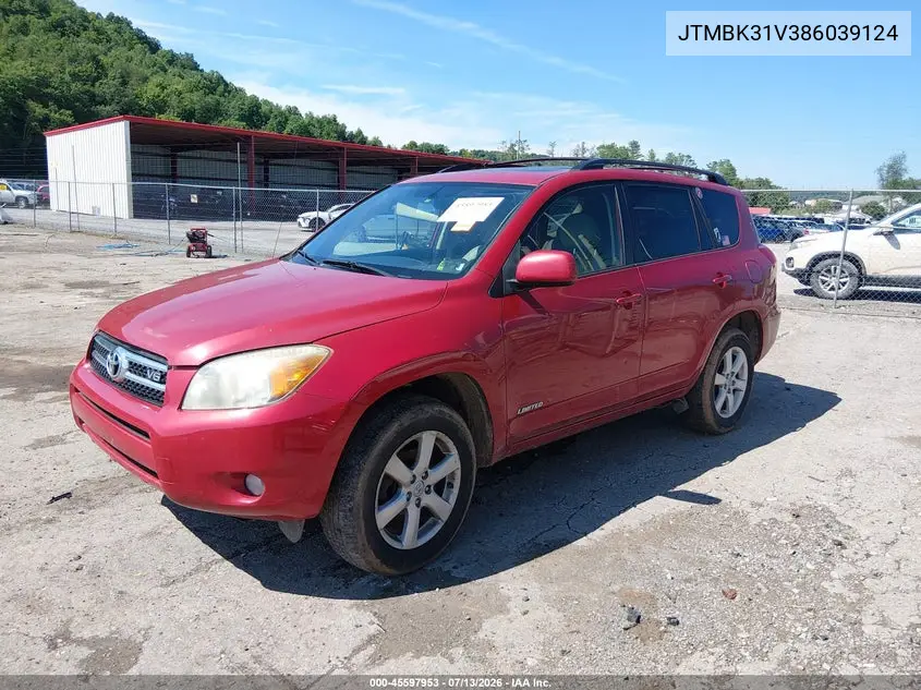 2008 Toyota Rav4 Ltd VIN: JTMBK31V386039124 Lot: 45597953
