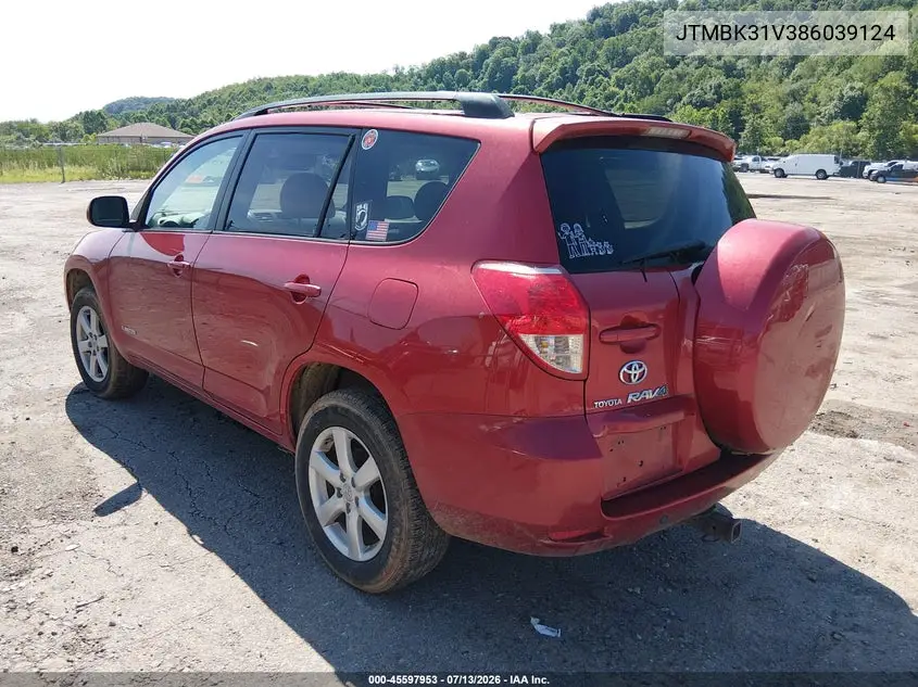2008 Toyota Rav4 Ltd VIN: JTMBK31V386039124 Lot: 45597953