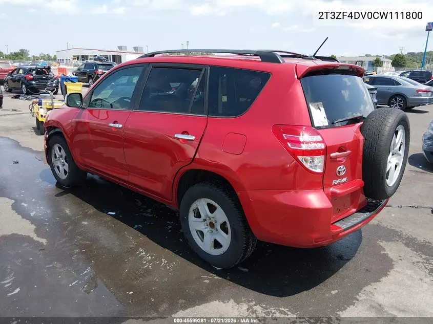2012 Toyota Rav4 VIN: 2T3ZF4DV0CW111800 Lot: 45599281