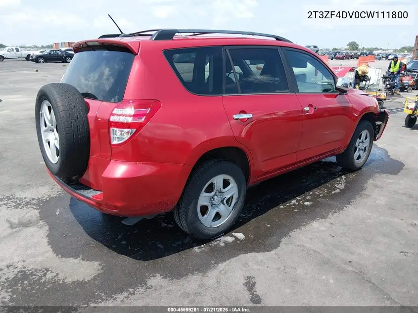 2012 Toyota Rav4 VIN: 2T3ZF4DV0CW111800 Lot: 45599281