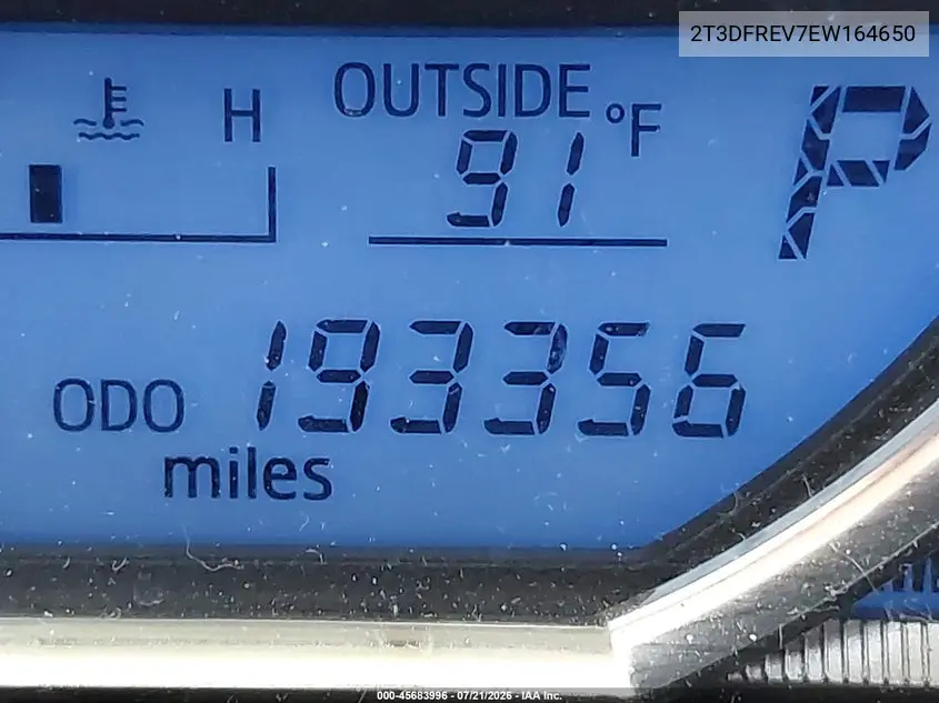 2014 Toyota Rav4 Limited VIN: 2T3DFREV7EW164650 Lot: 45683996