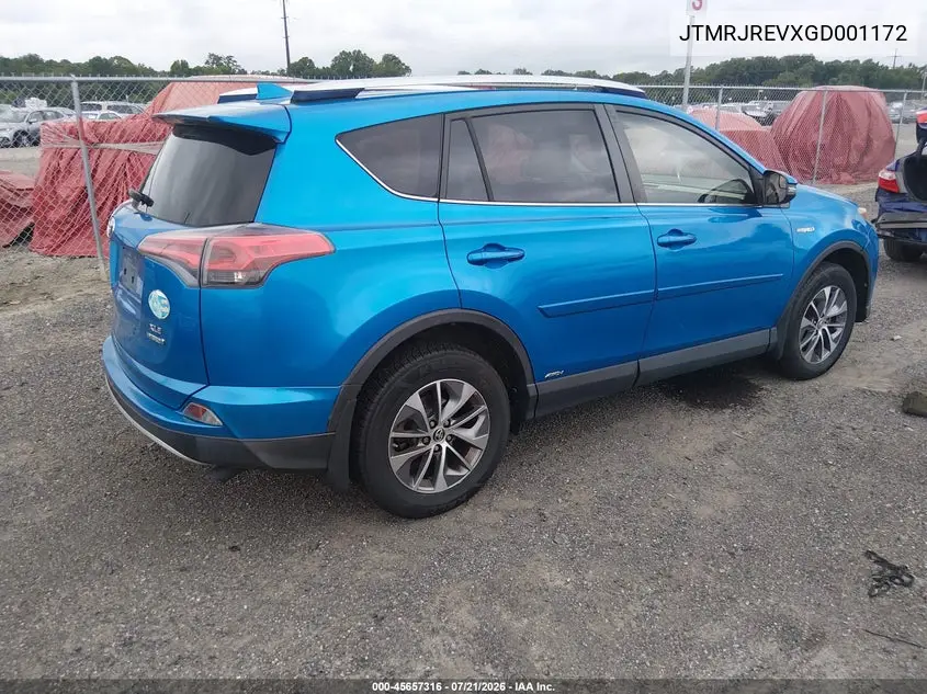 2016 Toyota Rav4 Hybrid Xle VIN: JTMRJREVXGD001172 Lot: 45657316