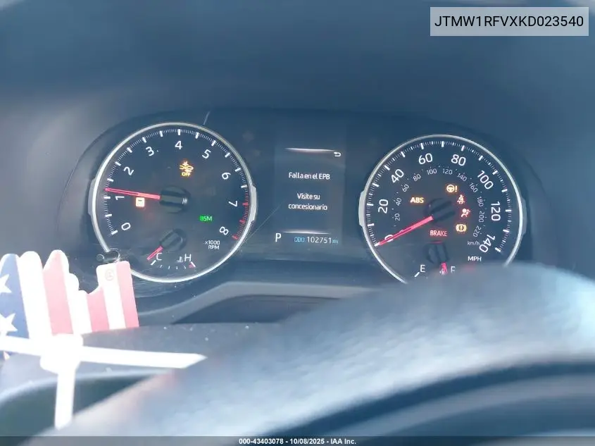 JTMW1RFVXKD023540 2019 Toyota Rav4 Xle