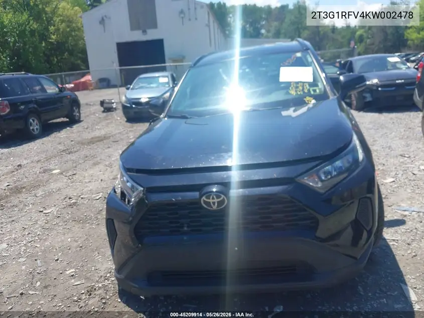 2T3G1RFV4KW002478 2019 Toyota Rav4 Le