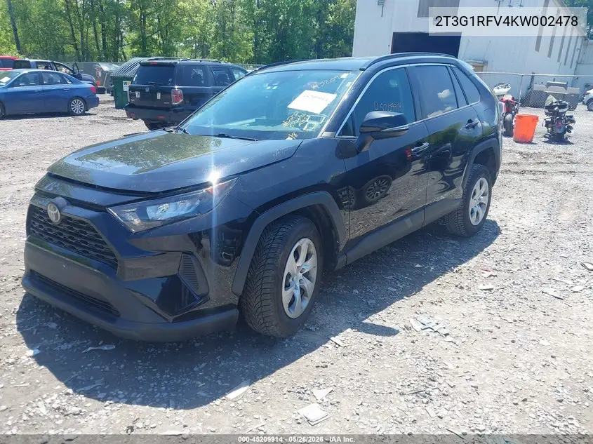 2T3G1RFV4KW002478 2019 Toyota Rav4 Le