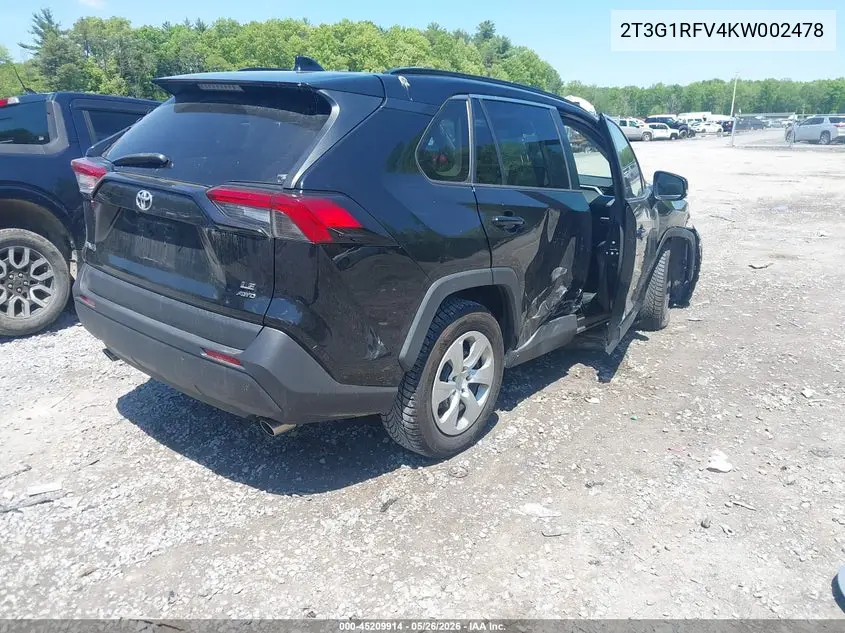 2T3G1RFV4KW002478 2019 Toyota Rav4 Le