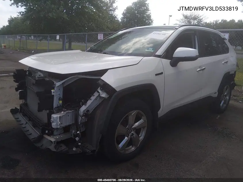 2020 Toyota Rav4 Hybrid Limited VIN: JTMDWRFV3LD533819 Lot: 45480706