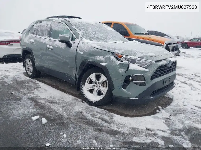 4T3RWRFV2MU027523 2021 Toyota Rav4 Hybrid Xle