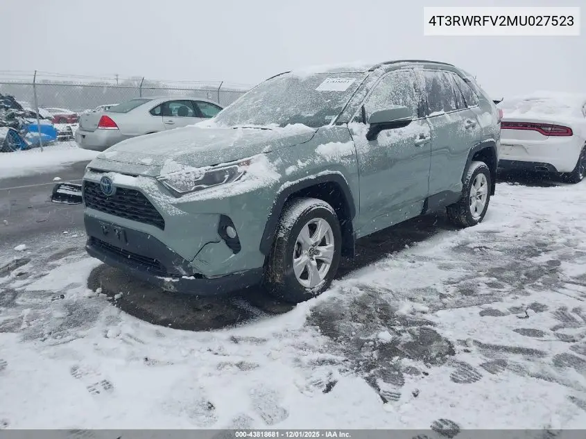 4T3RWRFV2MU027523 2021 Toyota Rav4 Hybrid Xle