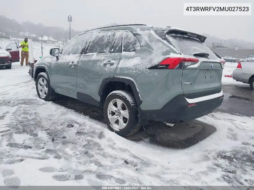 4T3RWRFV2MU027523 2021 Toyota Rav4 Hybrid Xle