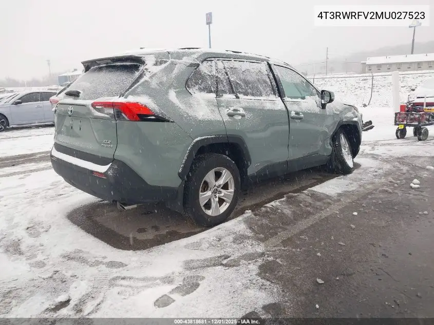4T3RWRFV2MU027523 2021 Toyota Rav4 Hybrid Xle