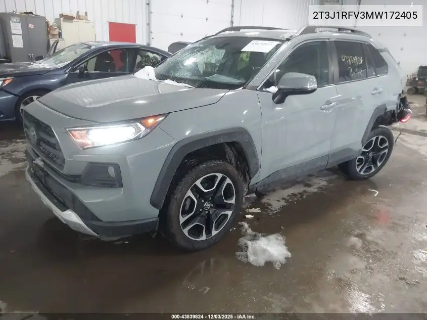 2T3J1RFV3MW172405 2021 Toyota Rav4 Adventure