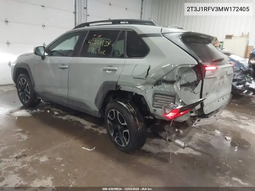2T3J1RFV3MW172405 2021 Toyota Rav4 Adventure