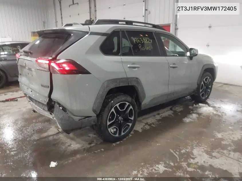 2T3J1RFV3MW172405 2021 Toyota Rav4 Adventure