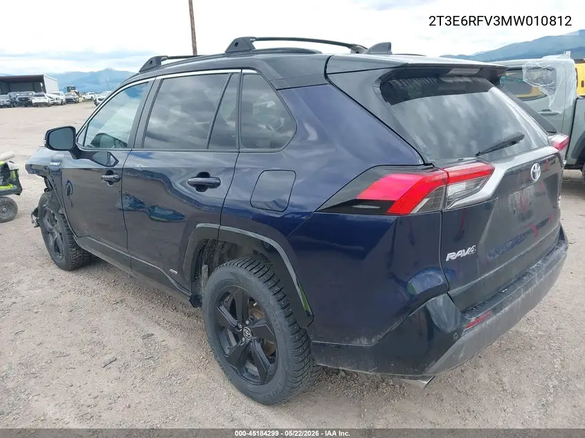 2021 Toyota Rav4 Hybrid Xse VIN: 2T3E6RFV3MW010812 Lot: 45184299