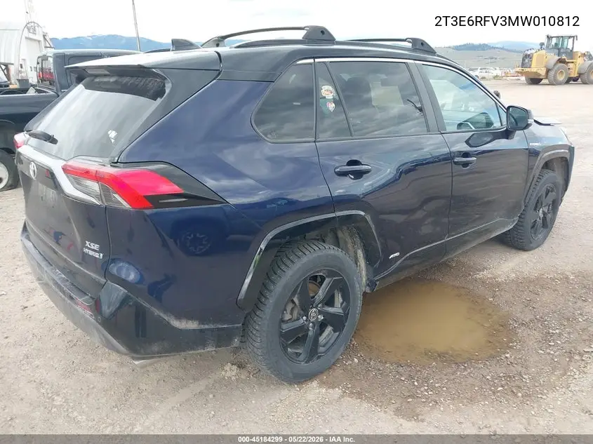 2021 Toyota Rav4 Hybrid Xse VIN: 2T3E6RFV3MW010812 Lot: 45184299