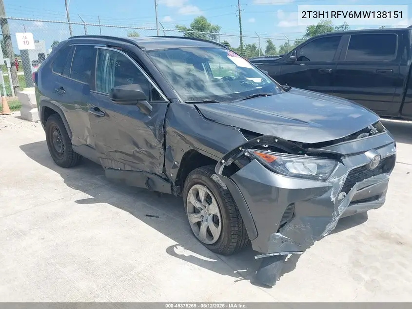2021 Toyota Rav4 Le VIN: 2T3H1RFV6MW138151 Lot: 45375269