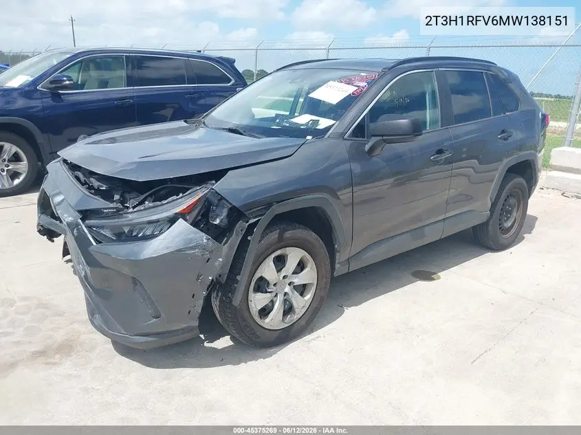 2021 Toyota Rav4 Le VIN: 2T3H1RFV6MW138151 Lot: 45375269
