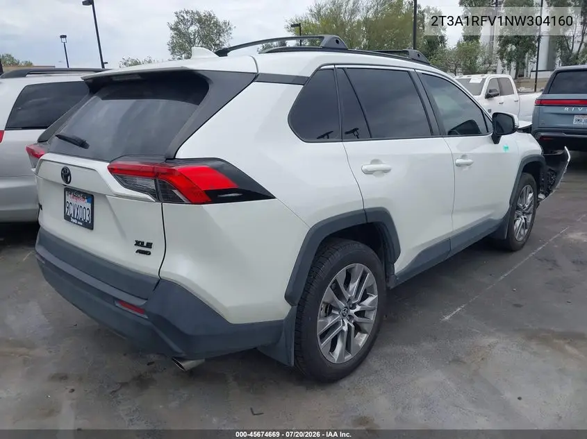 2022 Toyota Rav4 Xle Premium VIN: 2T3A1RFV1NW304160 Lot: 45674669