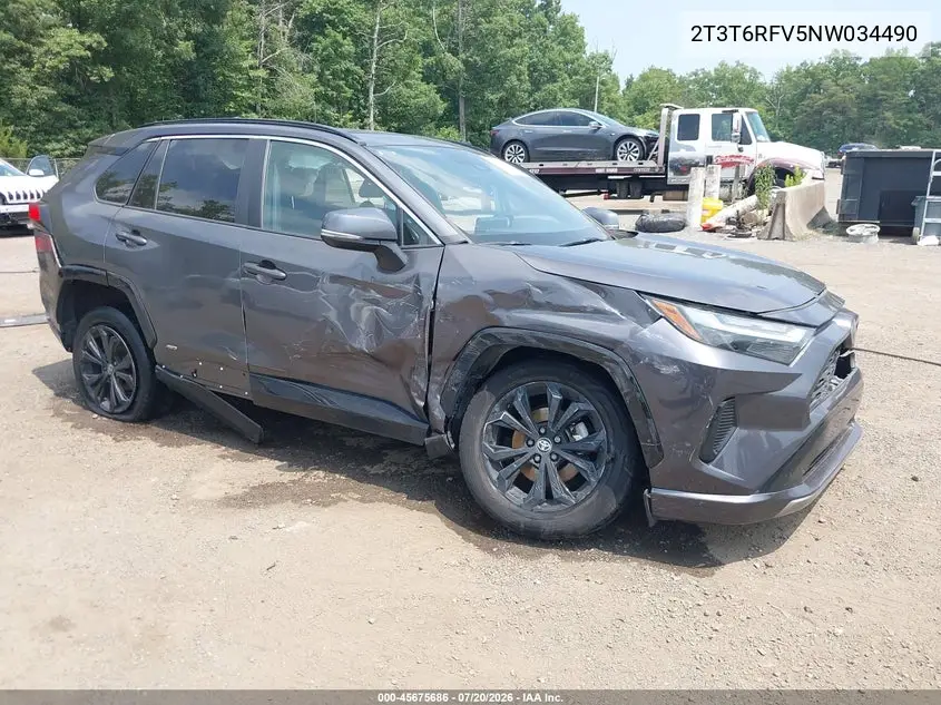 2022 Toyota Rav4 Hybrid Se VIN: 2T3T6RFV5NW034490 Lot: 45675686
