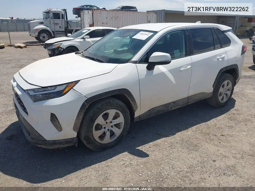2024 Toyota Rav4 Le VIN: 2T3K1RFV8RW322262 Lot: 45681852