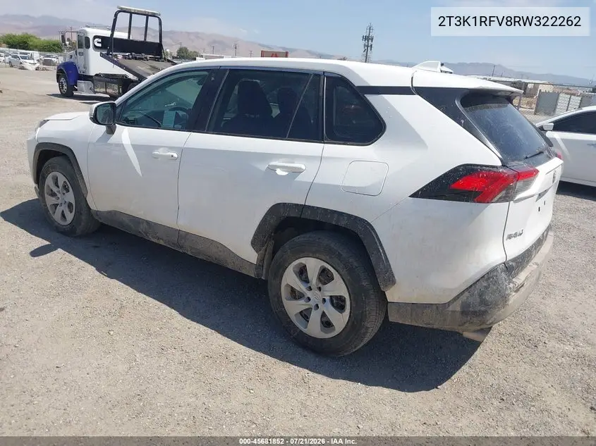 2024 Toyota Rav4 Le VIN: 2T3K1RFV8RW322262 Lot: 45681852