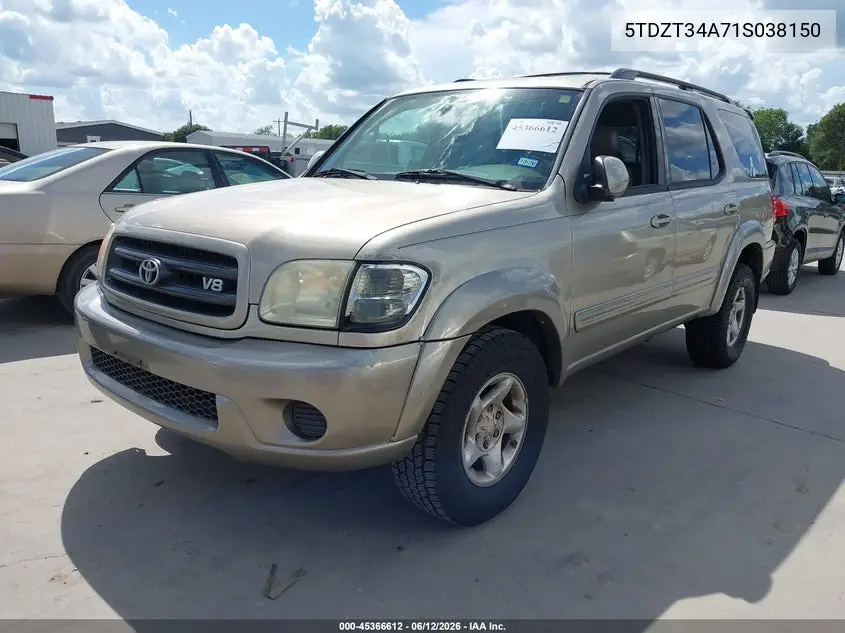 2001 Toyota Sequoia Sr5 V8 VIN: 5TDZT34A71S038150 Lot: 45366612