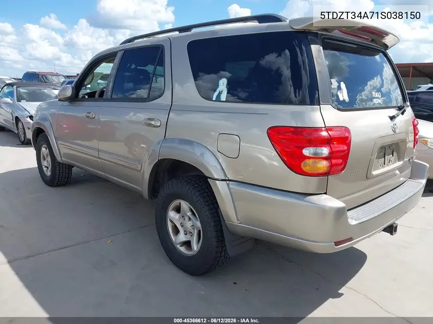 2001 Toyota Sequoia Sr5 V8 VIN: 5TDZT34A71S038150 Lot: 45366612