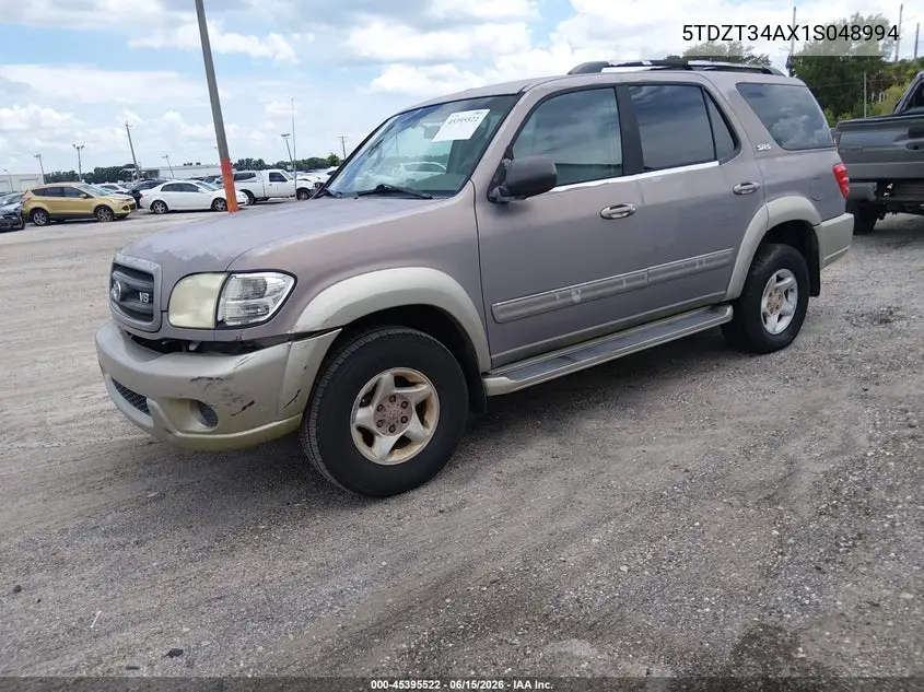 2001 Toyota Sequoia Sr5 V8 VIN: 5TDZT34AX1S048994 Lot: 45395522