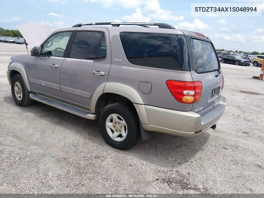2001 Toyota Sequoia Sr5 V8 VIN: 5TDZT34AX1S048994 Lot: 45395522