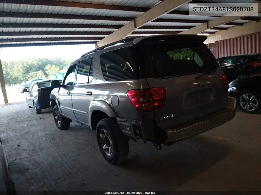 2001 Toyota Sequoia Sr5 V8 VIN: 5TDZT34A81S020708 Lot: 45492761