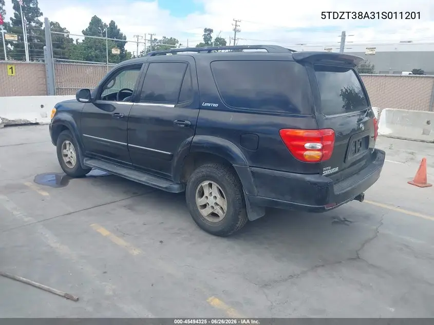 2001 Toyota Sequoia Limited V8 VIN: 5TDZT38A31S011201 Lot: 45494325