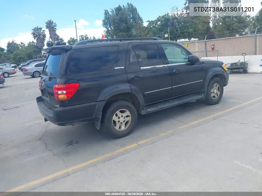 2001 Toyota Sequoia Limited V8 VIN: 5TDZT38A31S011201 Lot: 45494325