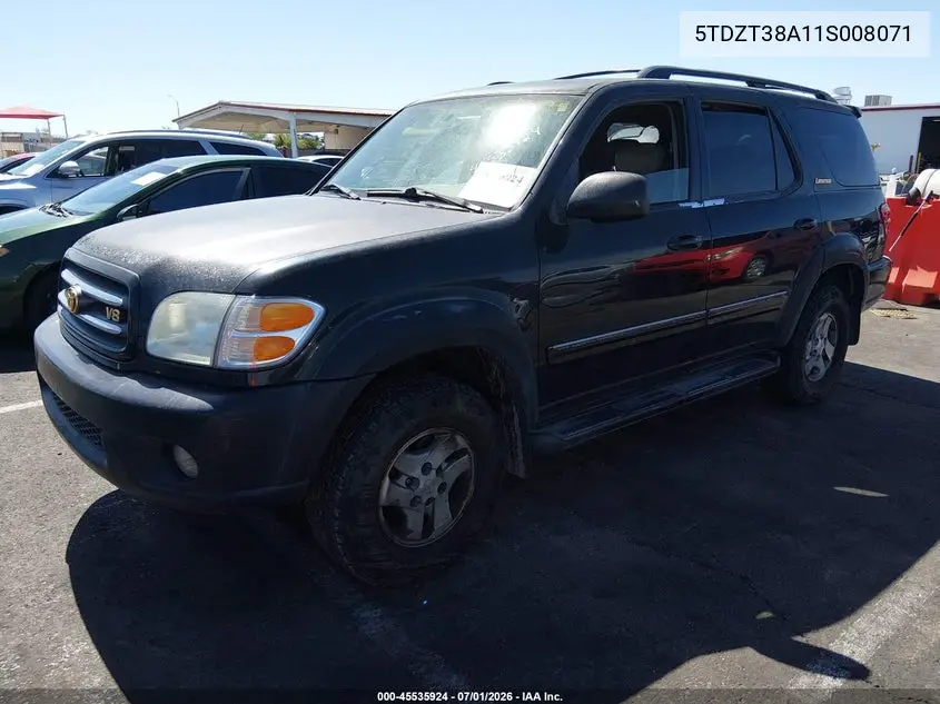 2001 Toyota Sequoia Limited V8 VIN: 5TDZT38A11S008071 Lot: 45535924