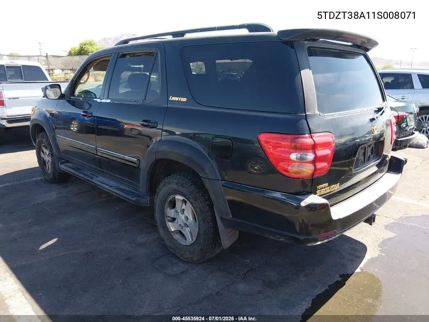 2001 Toyota Sequoia Limited V8 VIN: 5TDZT38A11S008071 Lot: 45535924