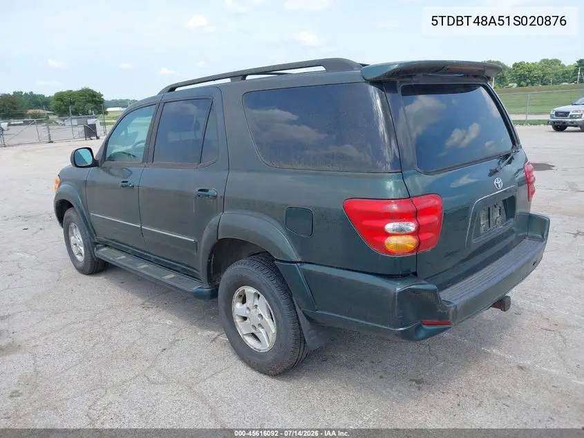 2001 Toyota Sequoia Limited V8 VIN: 5TDBT48A51S020876 Lot: 45616092