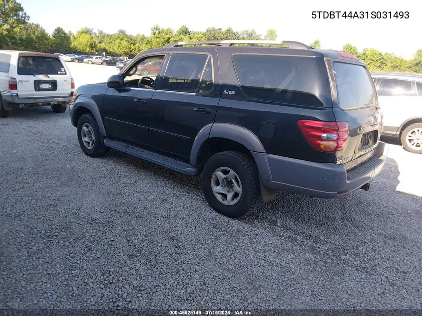 2001 Toyota Sequoia Sr5 V8 VIN: 5TDBT44A31S031493 Lot: 45625149