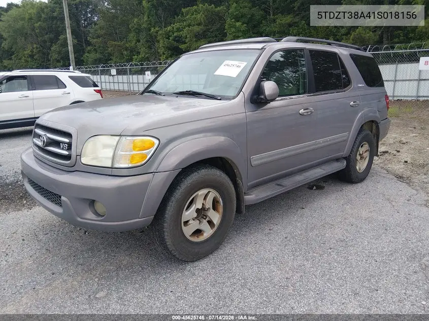2001 Toyota Sequoia Limited V8 VIN: 5TDZT38A41S018156 Lot: 45625746