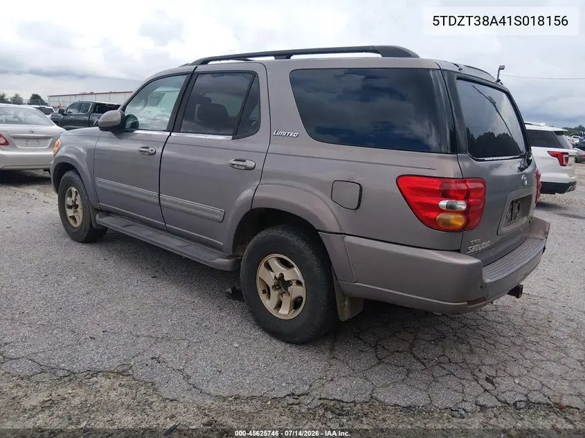 2001 Toyota Sequoia Limited V8 VIN: 5TDZT38A41S018156 Lot: 45625746