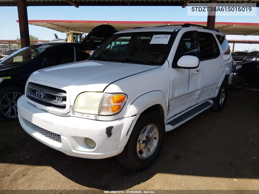 2001 Toyota Sequoia Limited V8 VIN: 5TDZT38A61S016019 Lot: 45667274