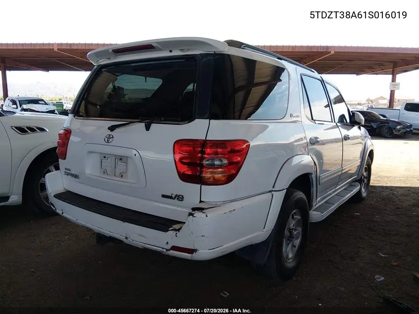 2001 Toyota Sequoia Limited V8 VIN: 5TDZT38A61S016019 Lot: 45667274