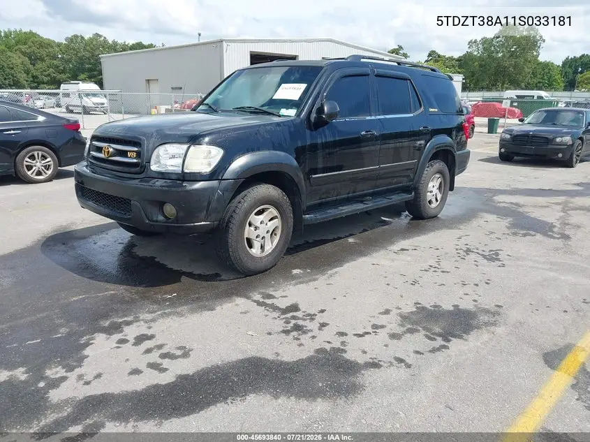 2001 Toyota Sequoia Limited V8 VIN: 5TDZT38A11S033181 Lot: 45693840
