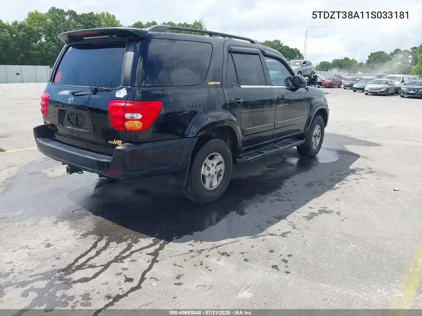 2001 Toyota Sequoia Limited V8 VIN: 5TDZT38A11S033181 Lot: 45693840