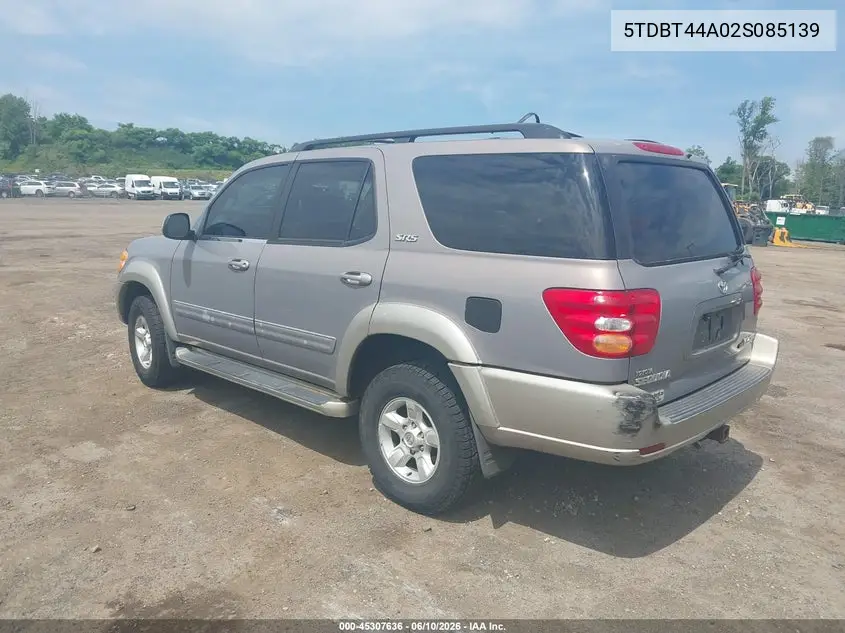 2002 Toyota Sequoia Sr5 V8 VIN: 5TDBT44A02S085139 Lot: 45307636