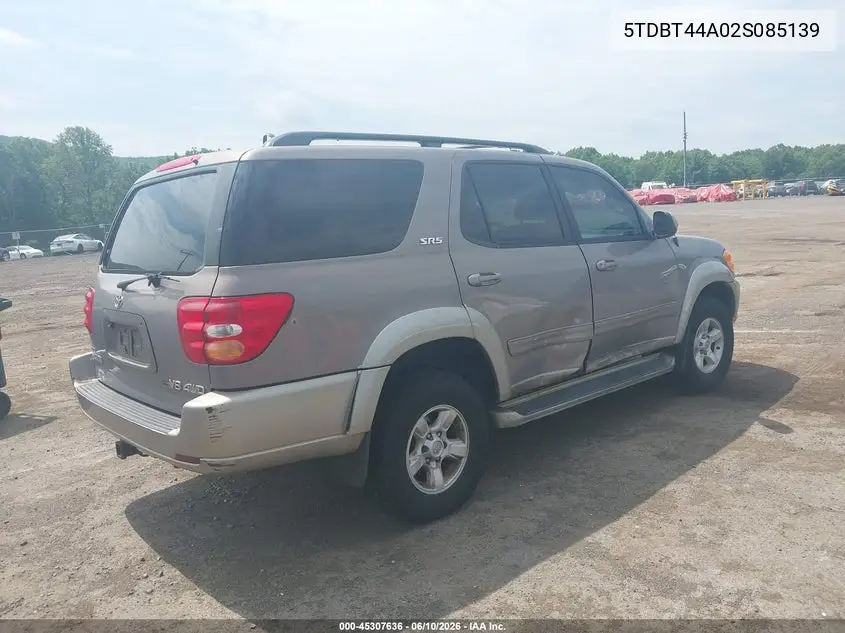 2002 Toyota Sequoia Sr5 V8 VIN: 5TDBT44A02S085139 Lot: 45307636