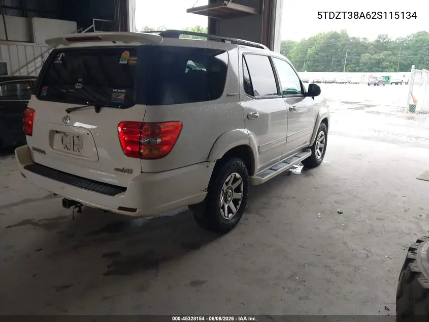 2002 Toyota Sequoia Limited V8 VIN: 5TDZT38A62S115134 Lot: 45328154