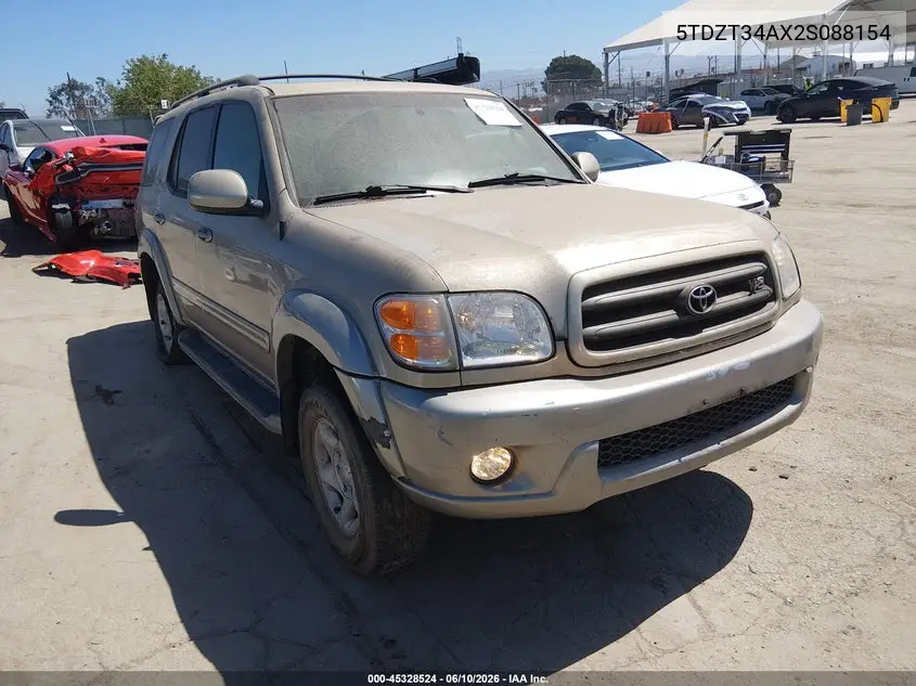 2002 Toyota Sequoia Sr5 V8 VIN: 5TDZT34AX2S088154 Lot: 45328524