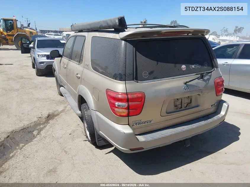 2002 Toyota Sequoia Sr5 V8 VIN: 5TDZT34AX2S088154 Lot: 45328524