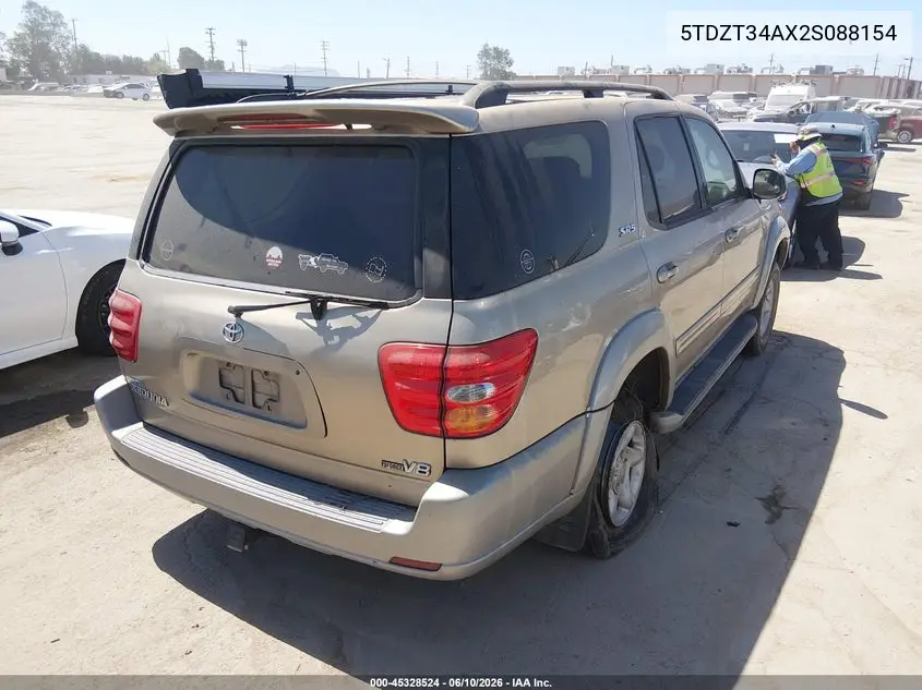 2002 Toyota Sequoia Sr5 V8 VIN: 5TDZT34AX2S088154 Lot: 45328524
